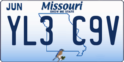 MO license plate YL3C9V