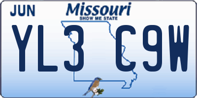 MO license plate YL3C9W