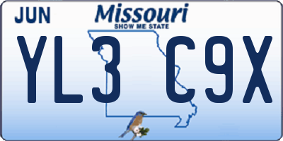 MO license plate YL3C9X