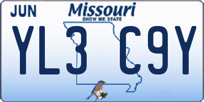 MO license plate YL3C9Y