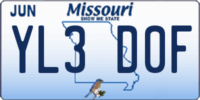 MO license plate YL3D0F