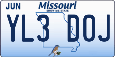 MO license plate YL3D0J