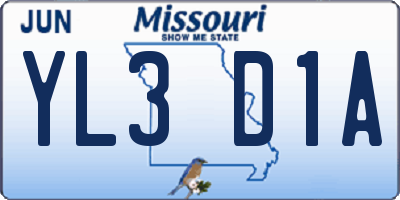 MO license plate YL3D1A