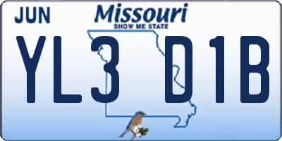 MO license plate YL3D1B