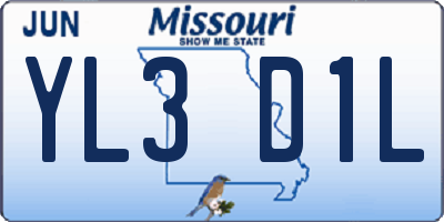 MO license plate YL3D1L