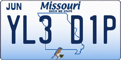 MO license plate YL3D1P