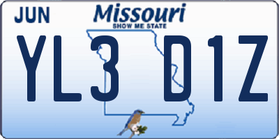 MO license plate YL3D1Z