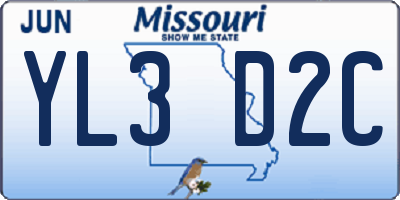 MO license plate YL3D2C