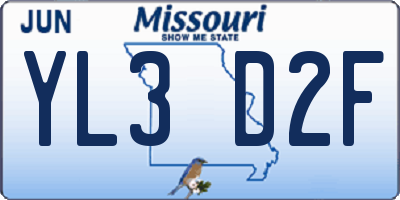 MO license plate YL3D2F