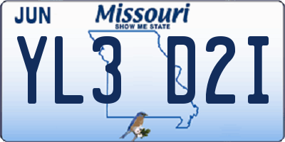 MO license plate YL3D2I