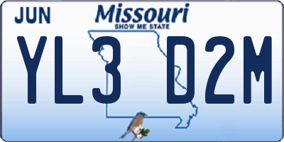 MO license plate YL3D2M