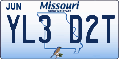 MO license plate YL3D2T