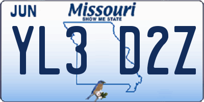 MO license plate YL3D2Z