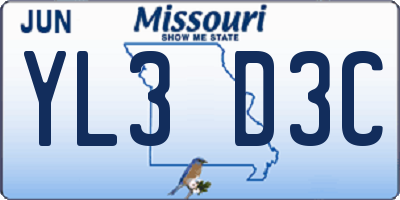 MO license plate YL3D3C