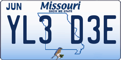 MO license plate YL3D3E