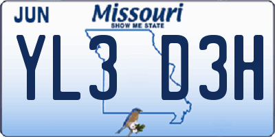 MO license plate YL3D3H
