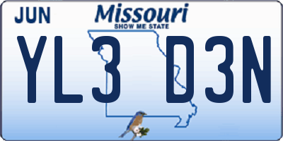 MO license plate YL3D3N