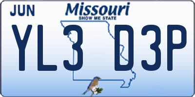 MO license plate YL3D3P