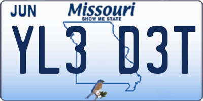 MO license plate YL3D3T