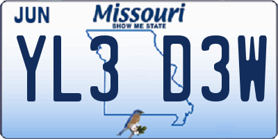 MO license plate YL3D3W