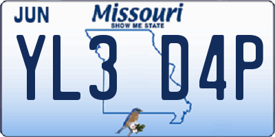 MO license plate YL3D4P