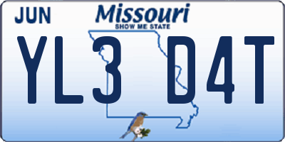 MO license plate YL3D4T