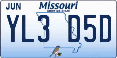 MO license plate YL3D5D