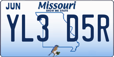 MO license plate YL3D5R