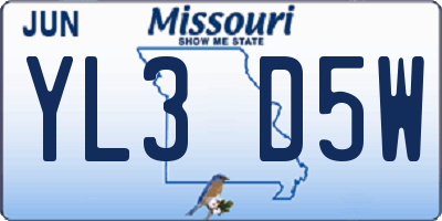 MO license plate YL3D5W