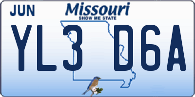 MO license plate YL3D6A