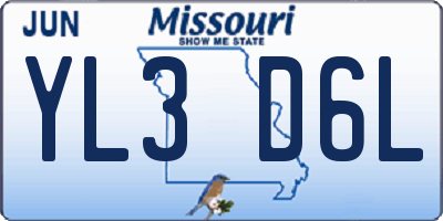 MO license plate YL3D6L