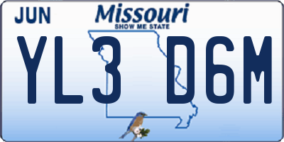 MO license plate YL3D6M