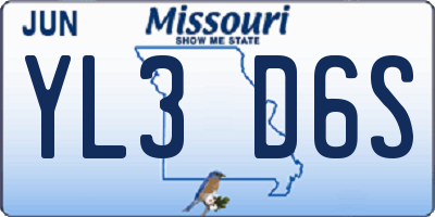 MO license plate YL3D6S