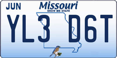 MO license plate YL3D6T