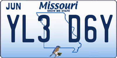 MO license plate YL3D6Y