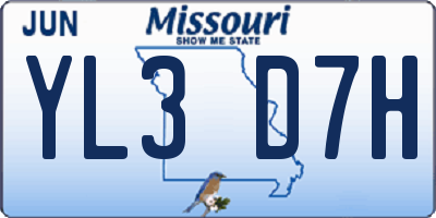 MO license plate YL3D7H