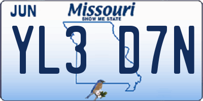 MO license plate YL3D7N