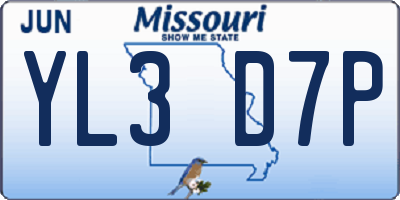MO license plate YL3D7P