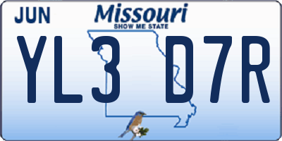 MO license plate YL3D7R