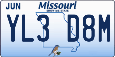 MO license plate YL3D8M