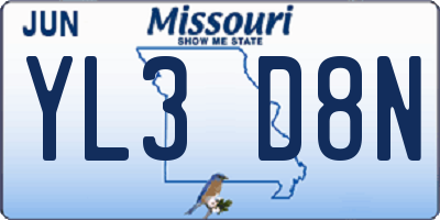 MO license plate YL3D8N