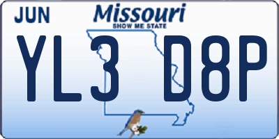 MO license plate YL3D8P