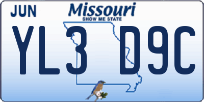 MO license plate YL3D9C