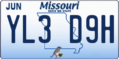 MO license plate YL3D9H