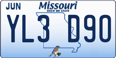 MO license plate YL3D9O