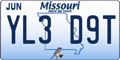 MO license plate YL3D9T