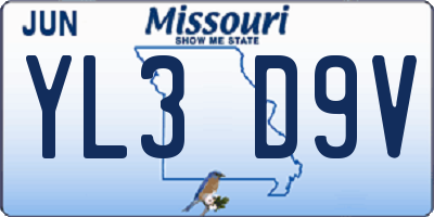 MO license plate YL3D9V