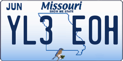 MO license plate YL3E0H