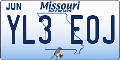 MO license plate YL3E0J