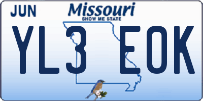 MO license plate YL3E0K